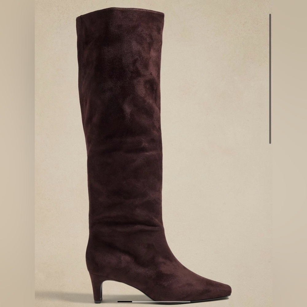 NWT - Banana Republic Factory Vegan Tall Slouch Boot Suede Chocolate Brown